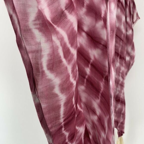 Pink Tie Dye Relaxed Fit Cold Shoulder Tassel Top - Picture 5 of 8